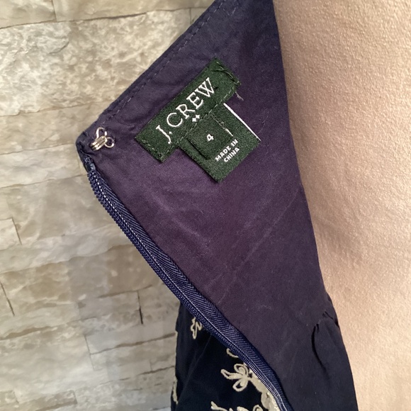 J. Crew Mirabel Garden Lawn Navy Cotton Embroidered Drss - Picture 9 of 10